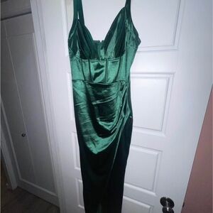 Elegant Green Satin Dress